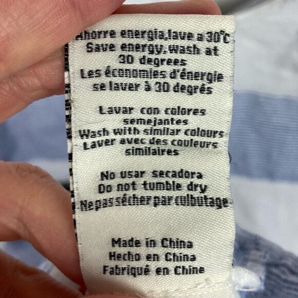 Anthropologie Pepaloves Flower Striped Mini Dress Size XS Blue White V-Neck Boho - Picture 8 of 13